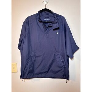 Polo Golf Ralph Lauren Mens Navy Blue Short Sleeve Windbreaker Pullover Jacket L